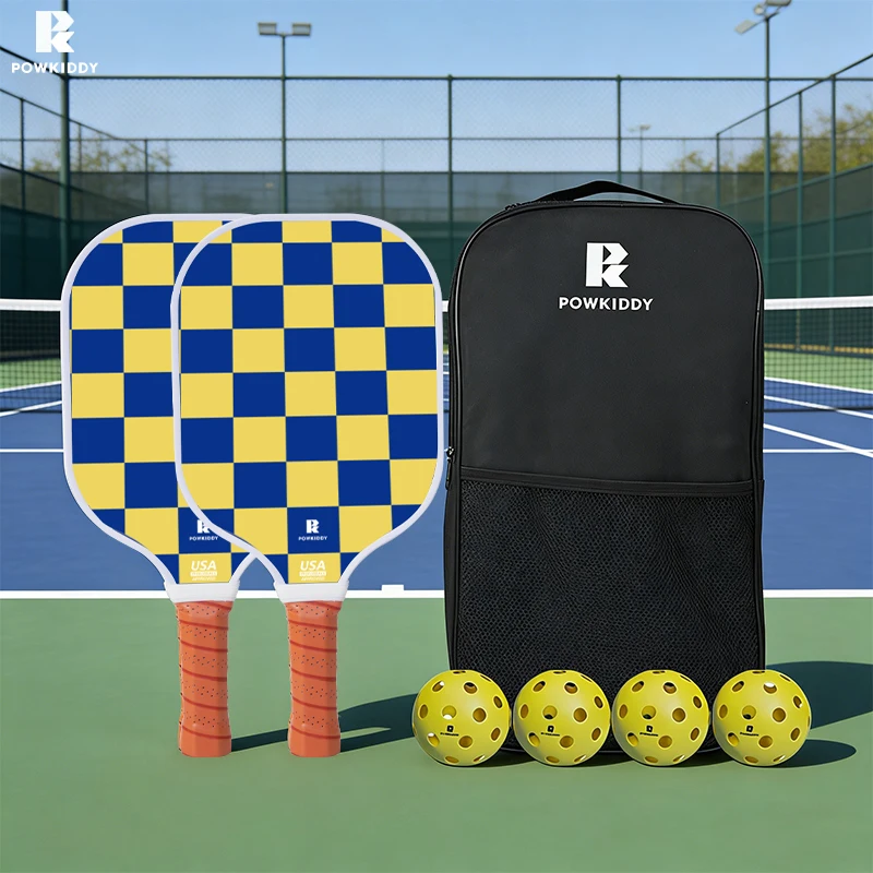 

Набор для пиклбола: ракетка из стекловолокна | Набор для начинающих с сотовой структурой из полипропилена (PP) | В комплект входят 2 ракетки, 1 сумка для хранения и 4 мяча!