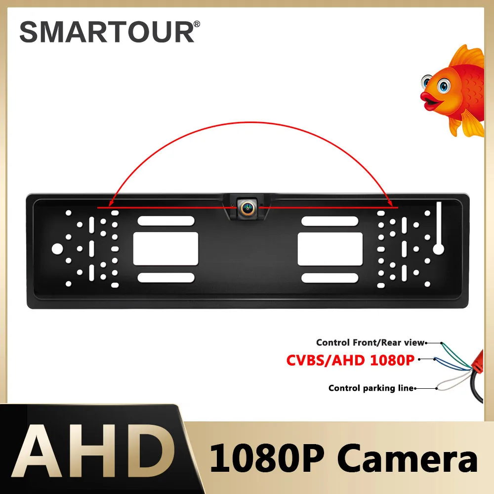 

Камера заднего вида AHD 1080P с ночным видением, рамка для номерного знака ЕС, Автомобильная камера заднего вида, водонепроницаемая резервная камера для монитора