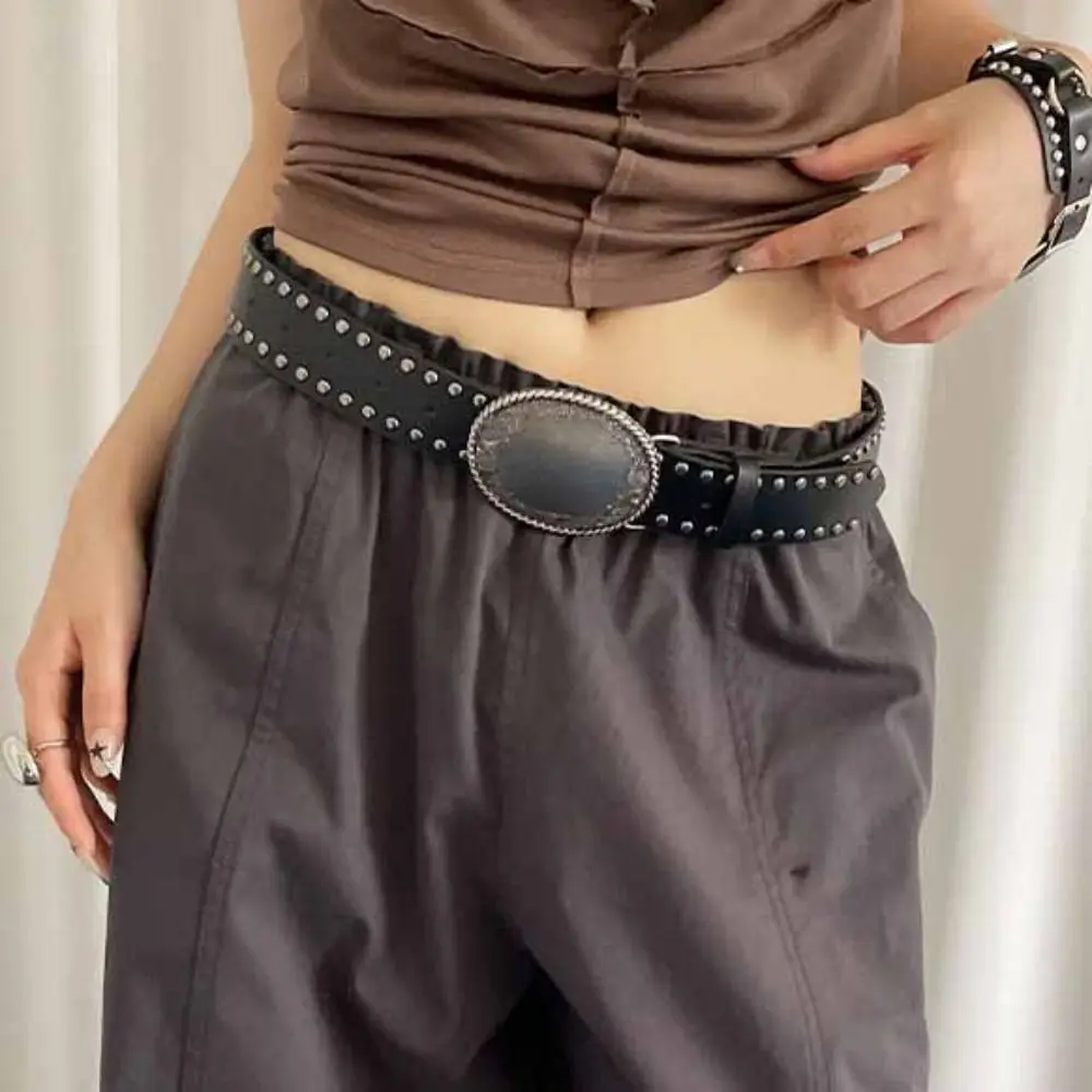 مشبك معدني ريترو برشام حزام خصر خمر مطبوعة Y2k الشرير نمط حزام الكورية نمط Egirl نمط الجينز زنار فتاة حار