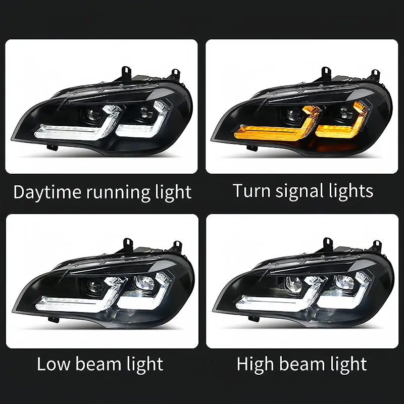Car Headlight Assmebly for BMW E70 LED Head lights 2007-13 Headlamp X5 DRL Turn Signal High Beam Double L All LED Projector Lens