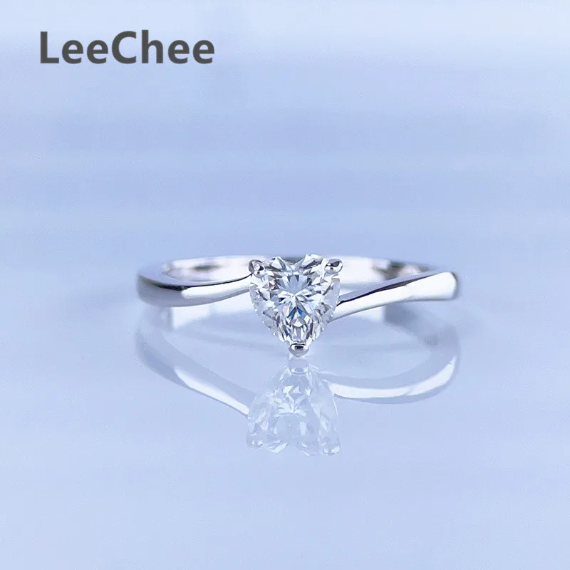 5MM Heart Sharp Moissanite Ring 0.5CT VVS Lab Diamond Test Passed Fine Jewelry for Girl Birthday Gift Real 925 Sterling Silver