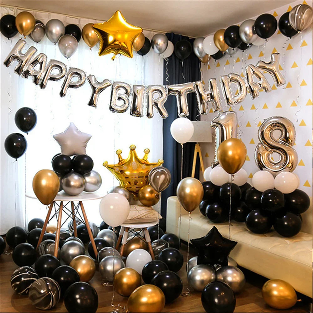 13pcs 16inch HAPPY BIRTHDAY Foil Balloons Rose Gold Black Blue Pink Balloon Birthday Party Decoration Colorful Banner Globos image 4