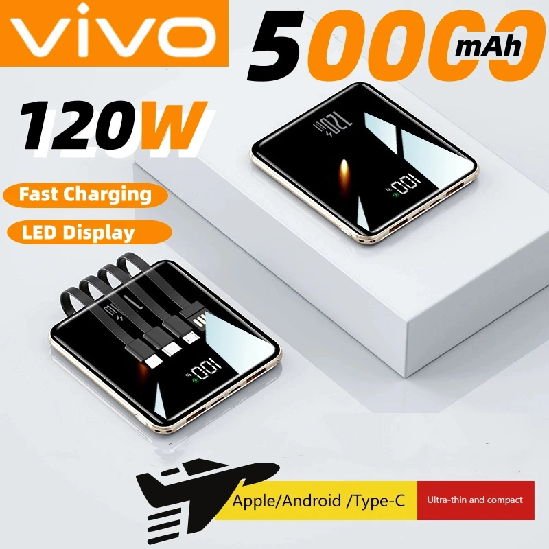 VIVO 50000mAh Mini batterie externe Ultra mince Portable grande capacit 120W charge Super rapide batterie externe pour IPhone Samsung