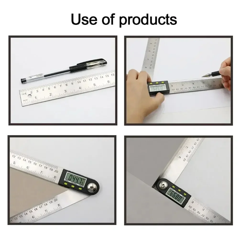 200mm Digital Protractor Inclinometer Electronic Angle Gauge Stainless Steel Angle Ruler Goniometer Electronic 360° Protractors