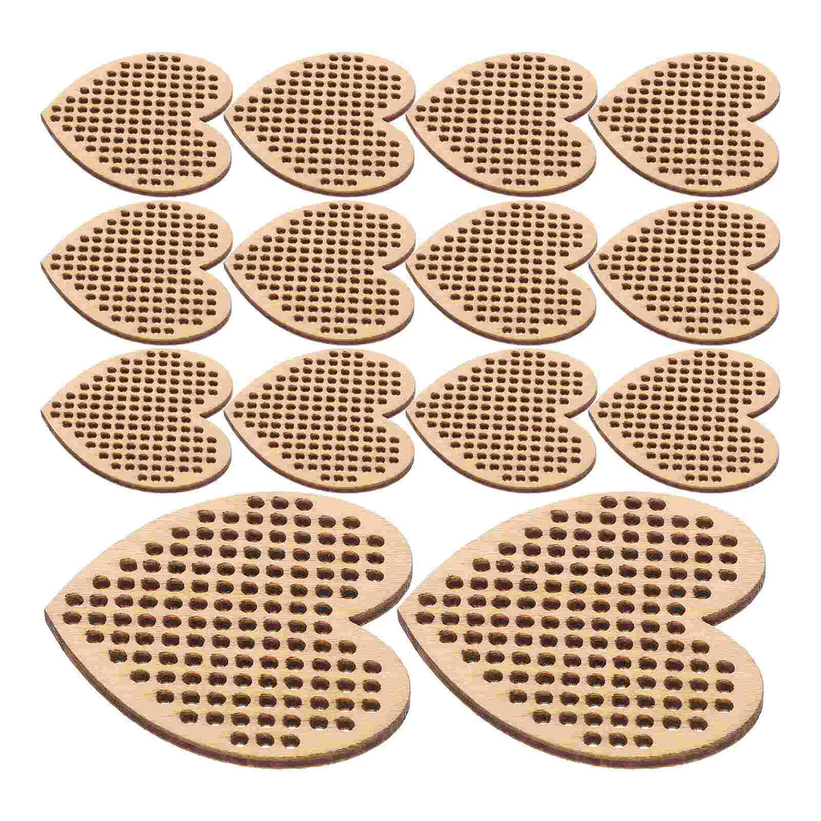 20pcs Heart Log Slices Shaped Wooden Hanging Tags Blank Hole Paved Cross Stitch Ornament Crafts for DIY Engraving