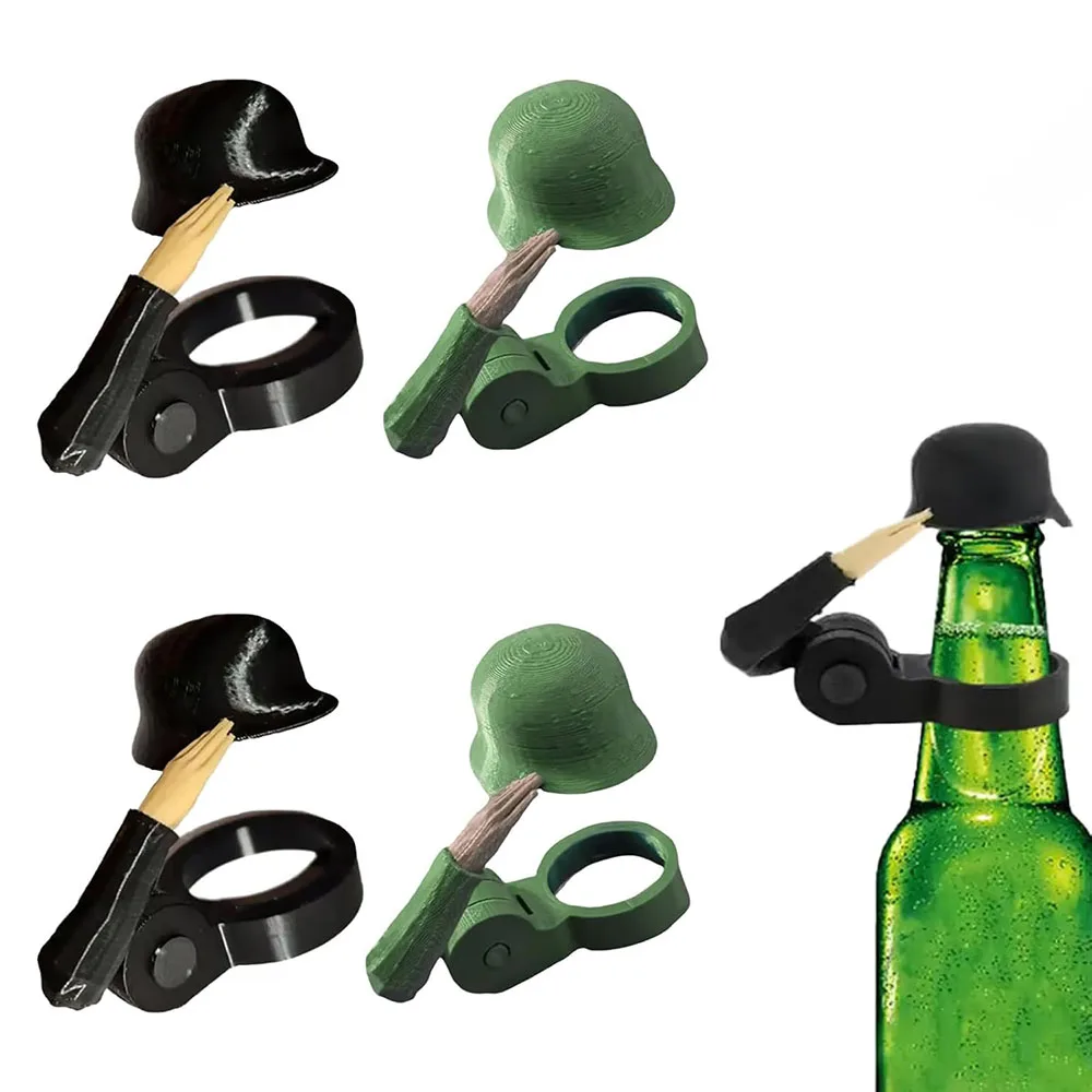 2/1PCS Creative Soldier Salute Beer Bottle Helmet Dust-proof Lid Saluting Pose Beer Bottle Cap for BBQ Party Bar Beer Gifts