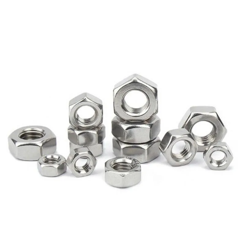 1-100pcs Hexagon 304 Stainless Steel Hex Nuts Metric DIN934 M1.2 M1.4 M1.6 M2 M2.5 M3 M4 M5 M6 M8-M24Nut For Screws Bolts