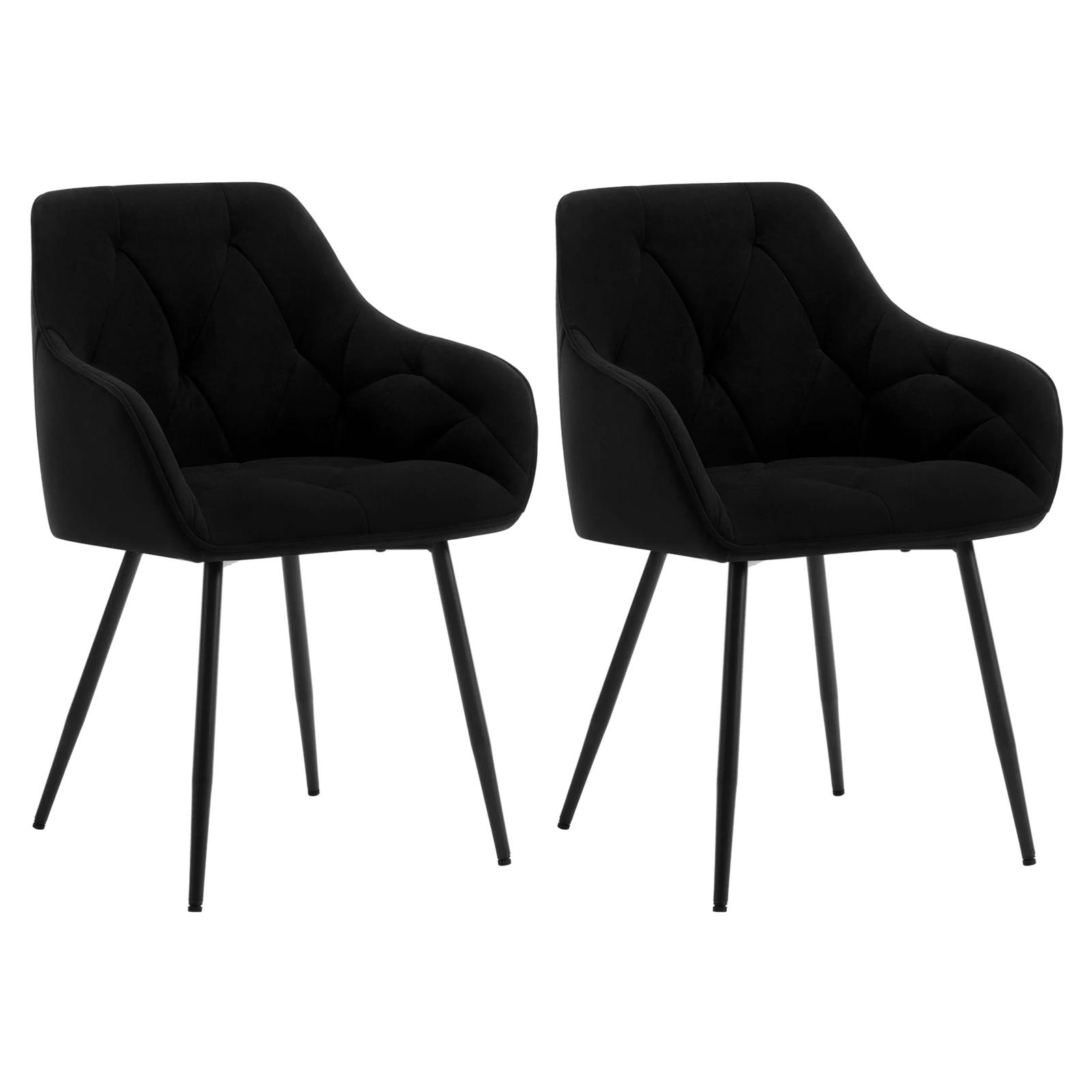 2 stks/set Eetkamerstoelen Gestoffeerde Keukenstoelen met Rugleuning Armleuningen Metalen Poten voor Kantoor Thuis Kaptafel Vrijetijdsstoel