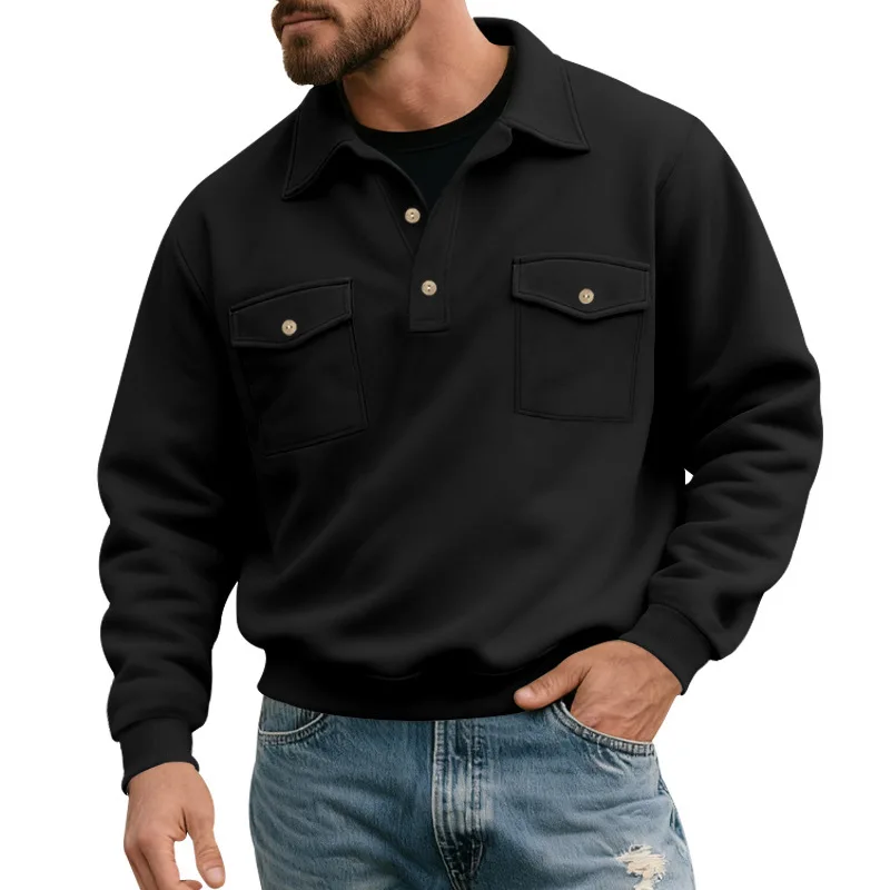 ربيع الخريف البلوز الوزن الثقيل الرجال سفاري نمط رفض طوق كم طويل البلوز بلوزات الذكور خمر الشارع الشهير