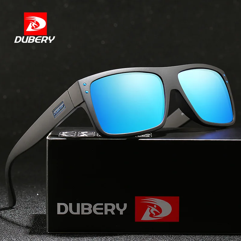 DUBERY Sports Sunglasses Polarized Men's Woman's Sun Glasses UV400 Driving Black Trend Square Frame Male 8 Colors Printed Shades