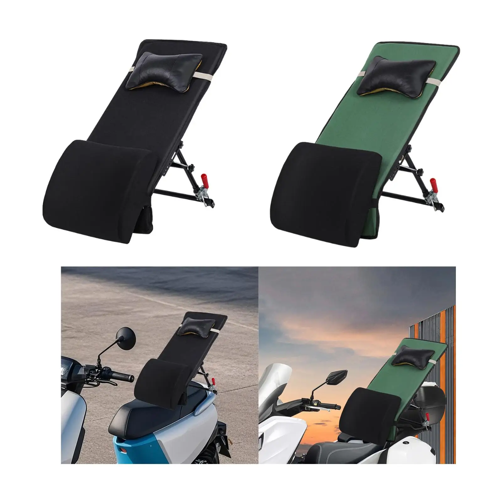 

Electric Bike Backrest Support Thicken Outdoor with Head Pillow Quick Release Supplies Comfortable Back Rest Folding Backrest