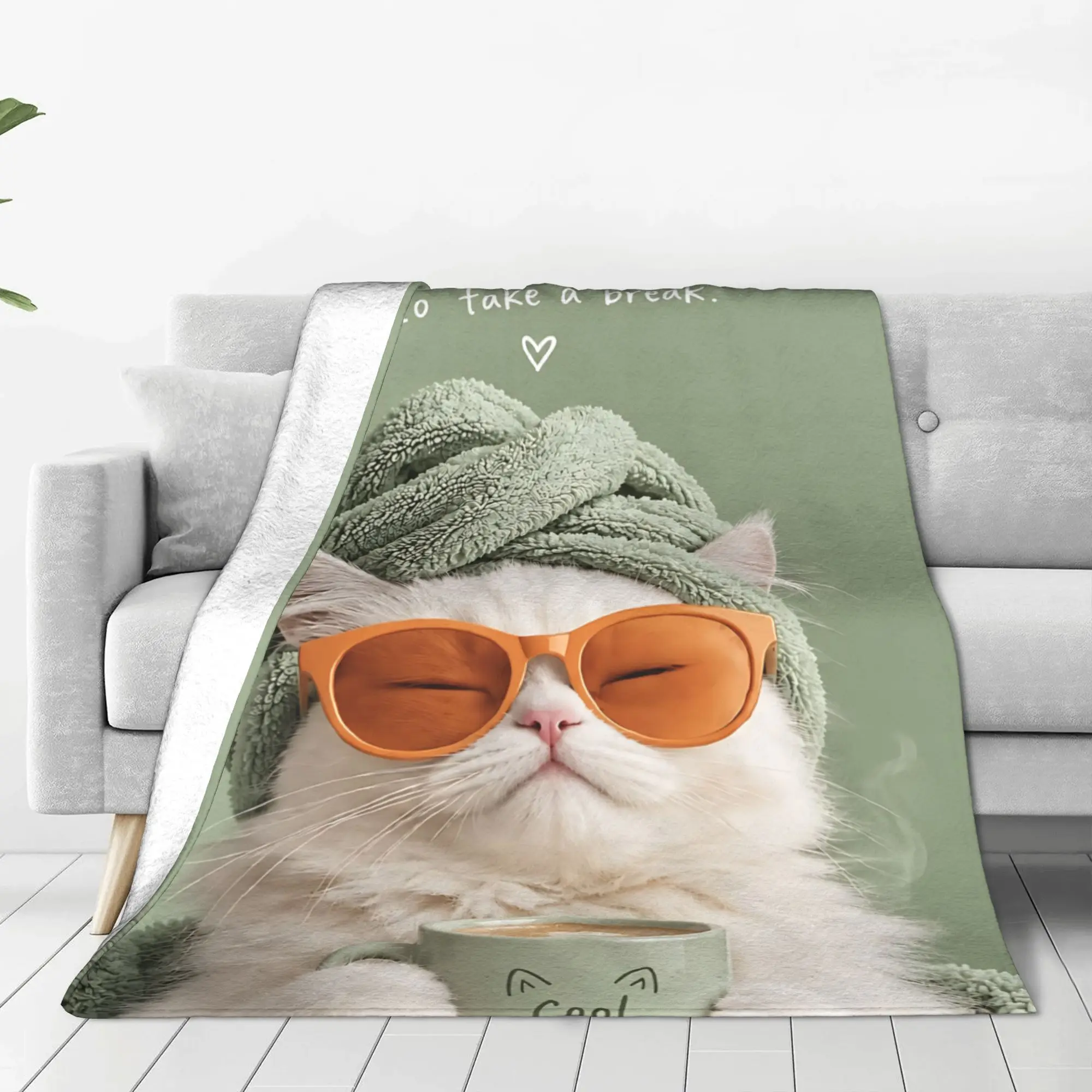 1PC Home British Shorthair Cat Blanket Throw Blanket  Novelty Warm Blanket All Season Gift for Happy Halloween Give Thanks
