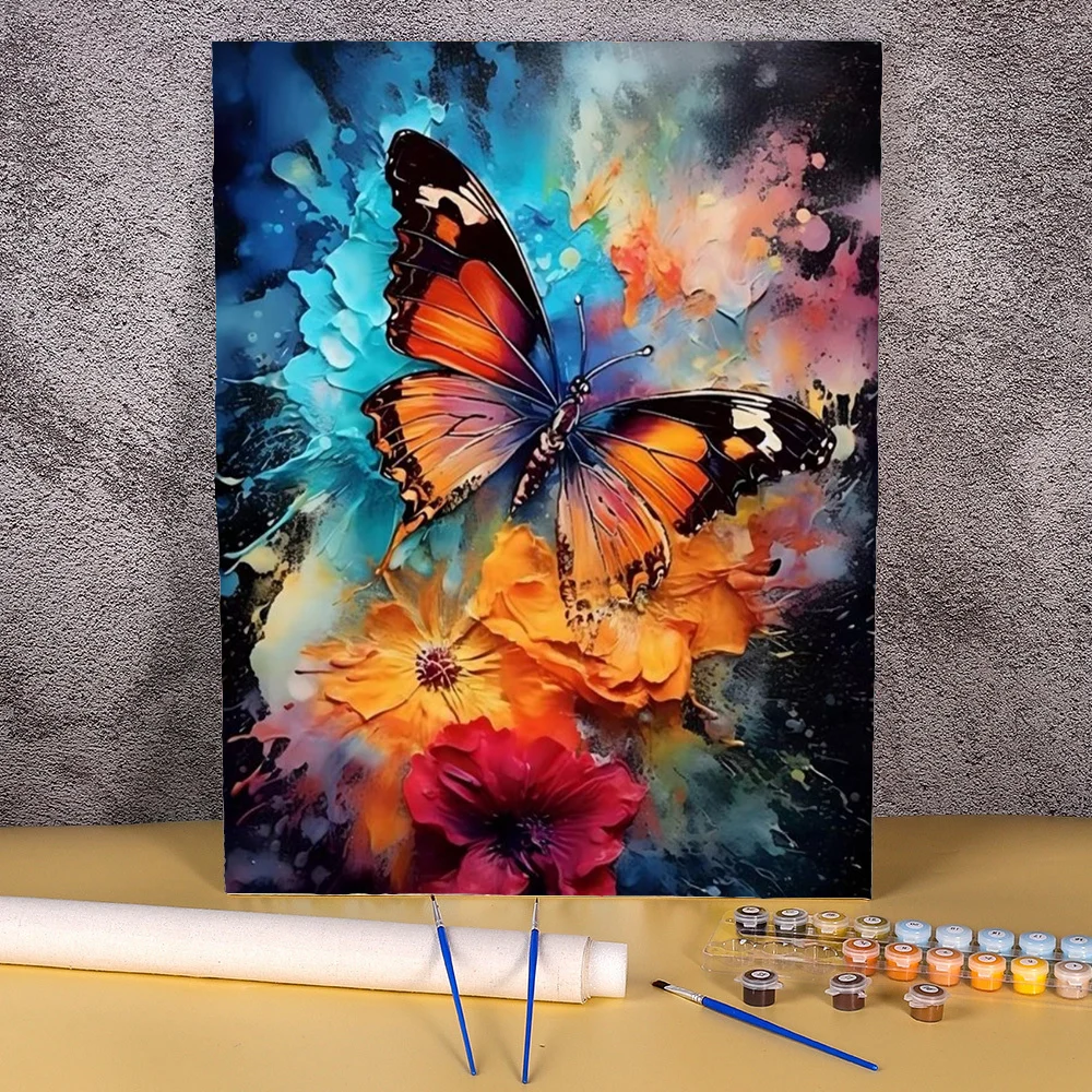 Frameless Painting By Numbers DIY 50X70cm Wall Art Butterfly Picture For Paint With Number Canvas Painting Kits Home Decor Gift