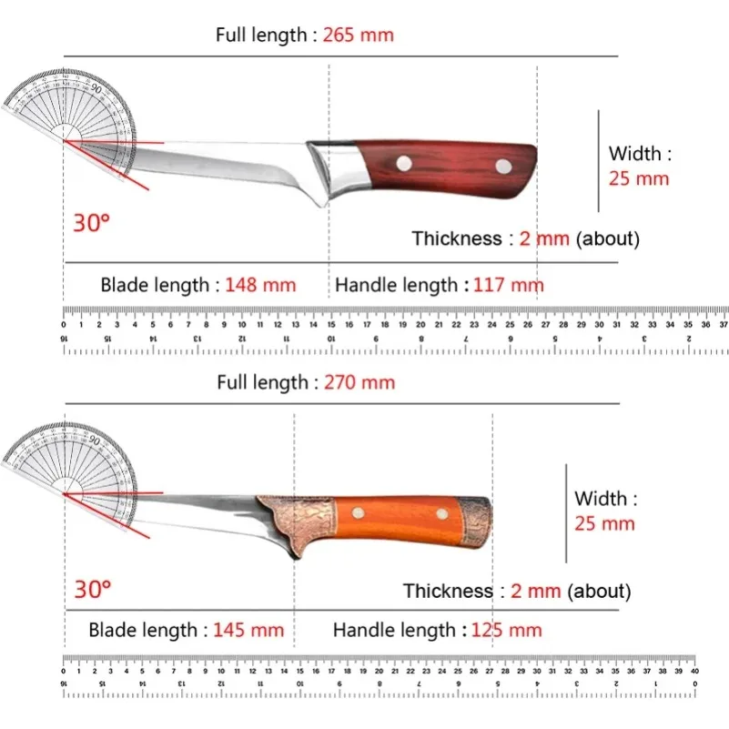 قطعة العاج سكين الجزار الشيف الساطور سكّين متعدّد الاستخدامات تقطيع الدجاج اللحوم الأسماك الفاكهة سكين لحوم سكاكين المطبخ أدوات مقبض بلاستيكي #2