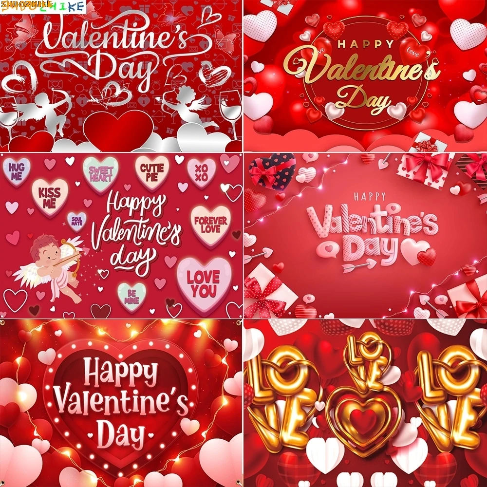 

Valentine's Day Love Heart Photography Backdrops Party Decoration Balloon Wedding Bridal Baby Shower Studio Background QV-01