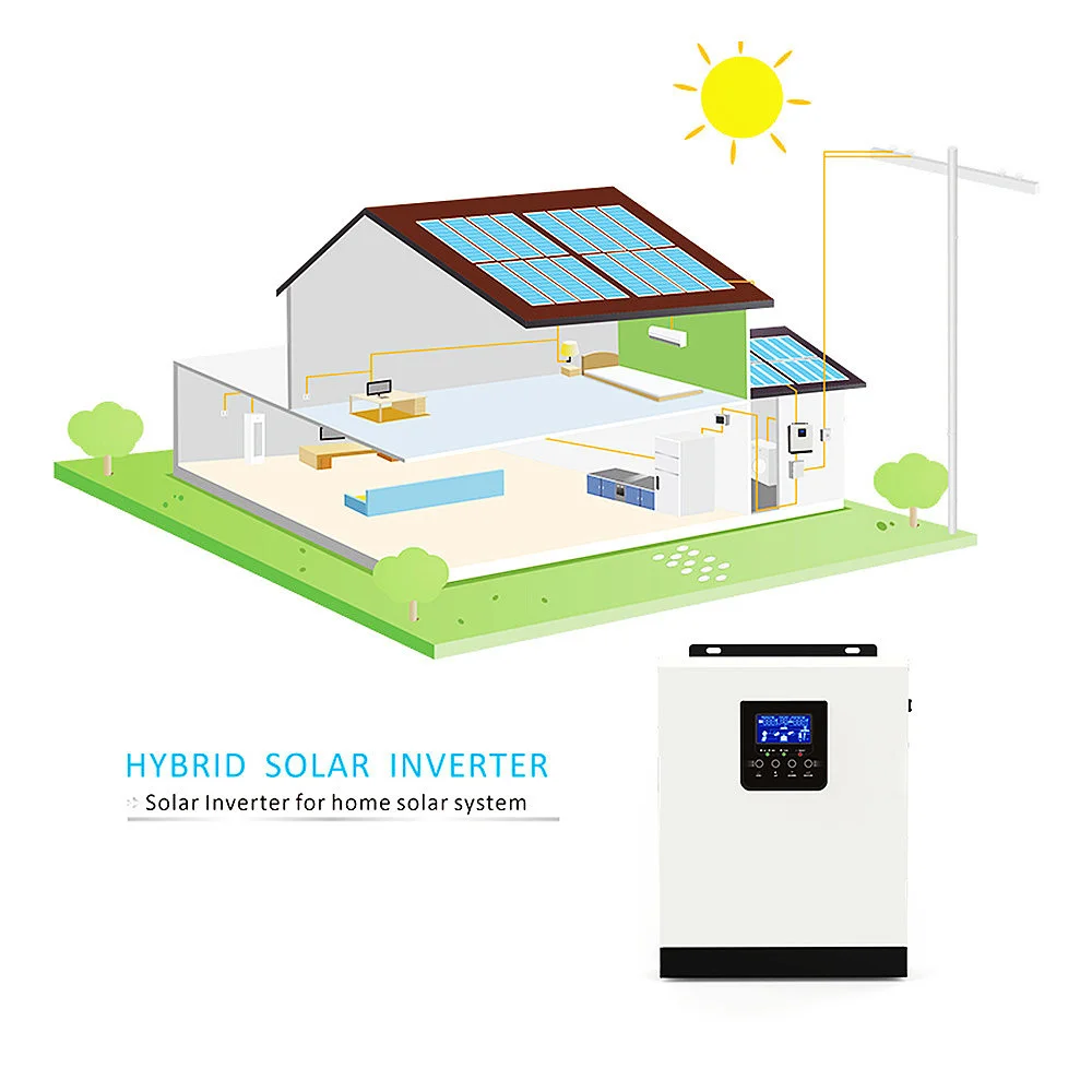 Inverter Surya Hibrida 3000VA 2400W Gelombang Sinus Murni DC 24V AC 220VAC MPPT Inversor Surya Bawaan 40A Pengendali Surya & Pengisi Daya AC