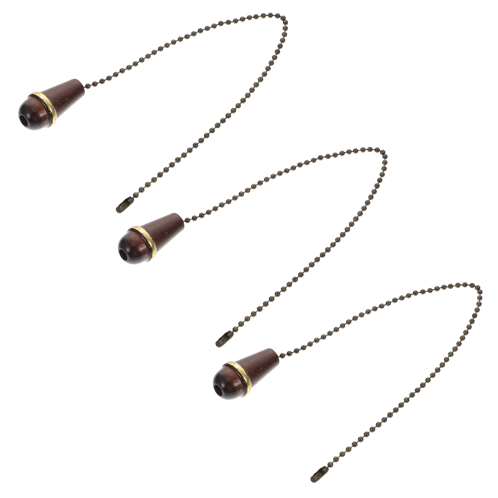 

3 Pcs Ceiling Fan Pendant Pull Chain Lamp Cord Decorative Vintage Elegant Light Fixture Wooden Knob Extension Hardware