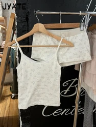 Little Deer Vest Shorts 2 Pieces Set Women Lace Trim Bow Slim Tank Top+Buttons Patchwork Straight Short Pant Sweet Suit Sets Y2K
