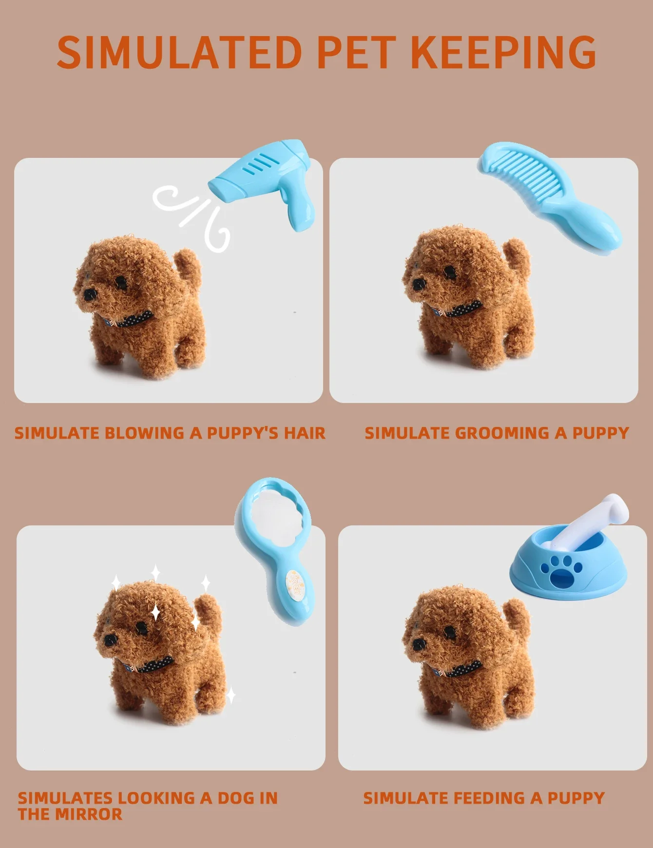 Knuffel Puppy / Bunny Elektronisch interactief speelgoed - Lopen, blaffen, kwispelende staart, metgezeldieren voor kinderen en peuters.