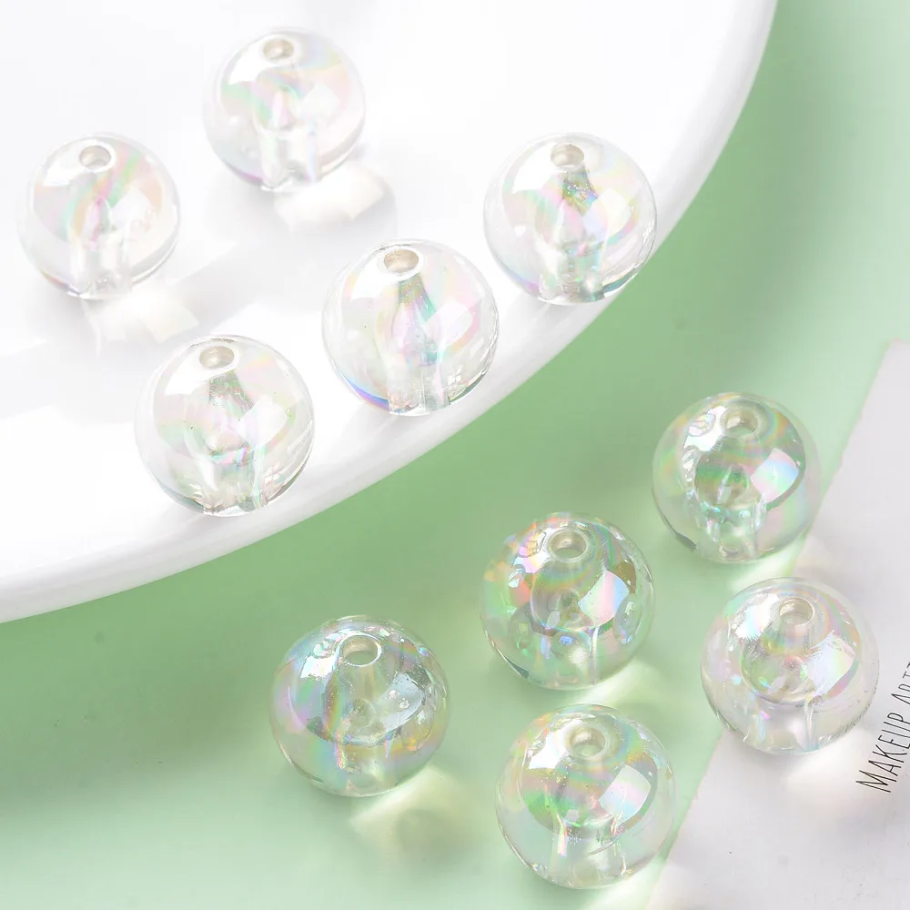 PandaHall 220 Stück AB-beschichtete transparente Acryl-Rundperlen, 16mm Mehrfarbige Schillernde Oberfläche für DIY Armband Schmuck Basteln – Detail 11