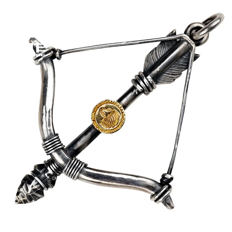 Buyee 925 Sterling Silver Big Pendant Chain Elegant Bow Arrow Necklace for Men Women Fashion Unique Fine Jewelry Chain Gift