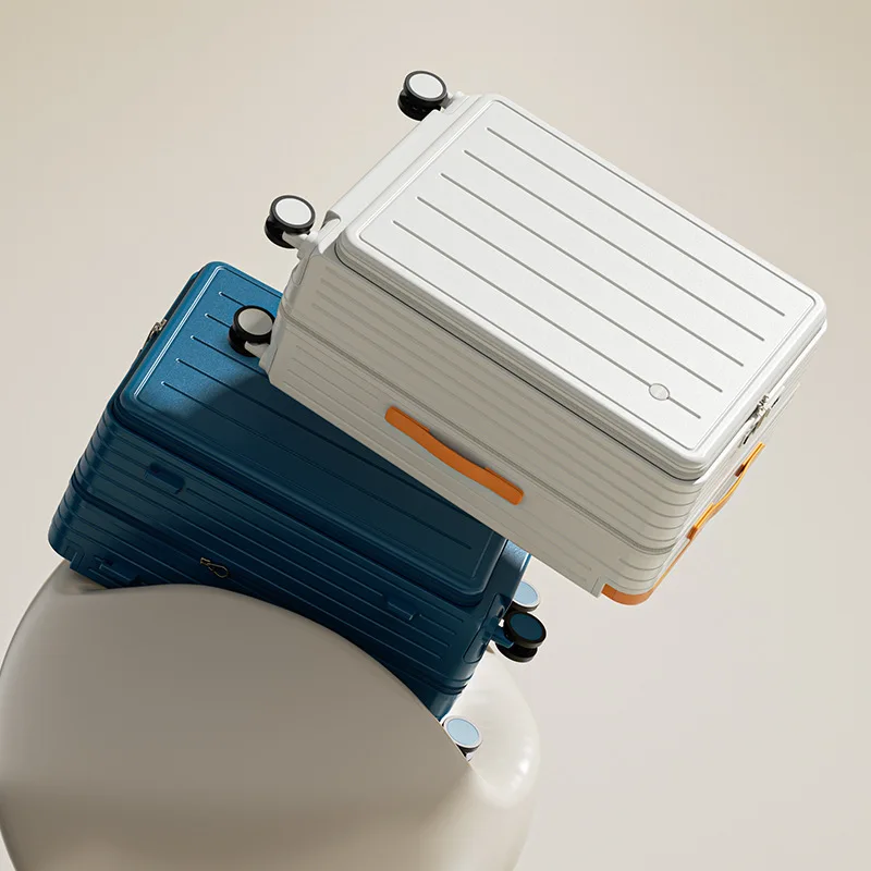 افتتاح الجبهة واسعة عربة حقيبة سفر متعددة الوظائف الأمتعة سعة كبيرة 24 بوصة حقيبة تروللي بعجلات 20 بوصة حمل على حقيبة #5