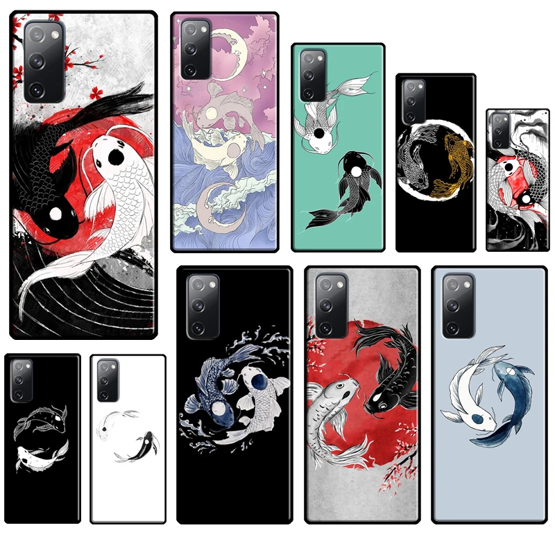 Koi Fish Yin Yang Coque For Samsung Galaxy S23 S20 FE S21 Ultra S9 S10 Note 10 Plus Note 20 S22 Ultra Phone Case