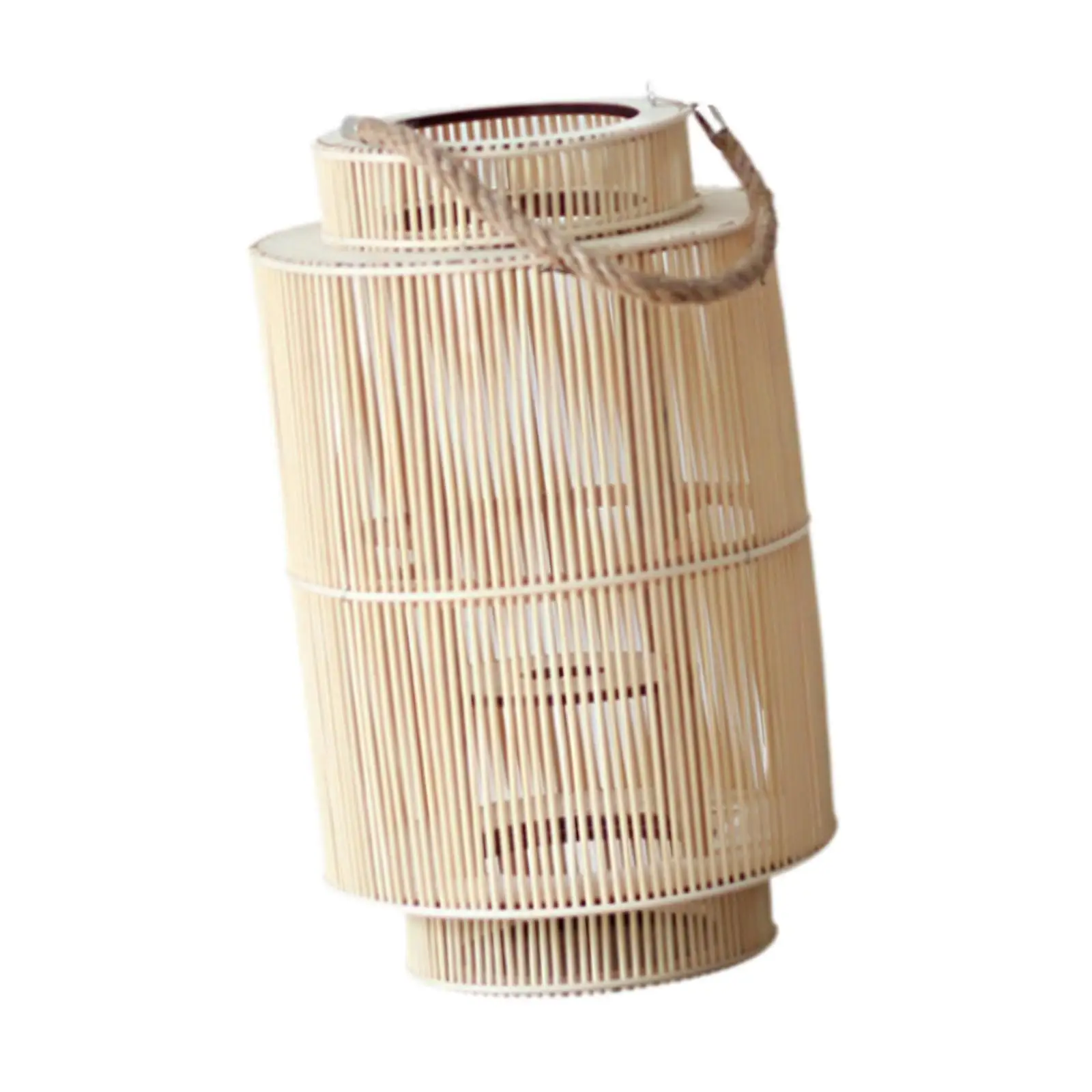 Wooden Candlestick Holder Bamboo Candle Lantern Tealight Candles Holder for Farmhouse