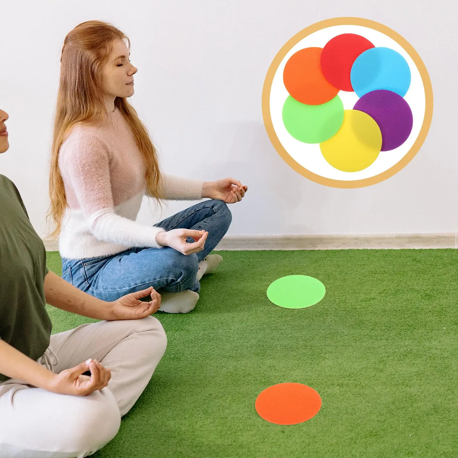 Round Circular Sticker for Game Carpet Marker Family Training Classroom Teaching 4 Colors Reusable Non Damage