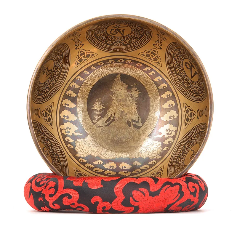 Nepalese Handmade Tibetan Bowls Large Brass Singing Bowl Yoga Meditation Percussion Instrument Desktop Decorations Nice Gifts