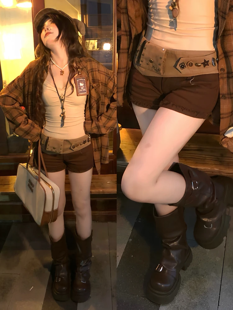 faionable-retro-marron-denim-orts-femmes-taille-haute-ceinture-lourd-design-sens-haut-dames-jambe-droite-jean-coton-fermeture-eclair