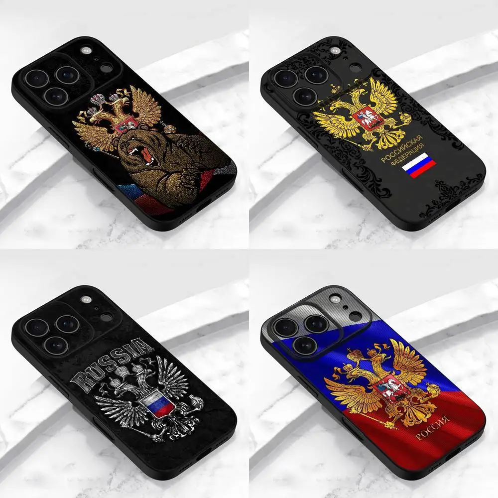 

Russia Russian Flag Emblem National Phone Case For iPhone 17,16,15,14,13,12,11,Pro,Max,Plus,E,Air,Mini Protective Black Cover