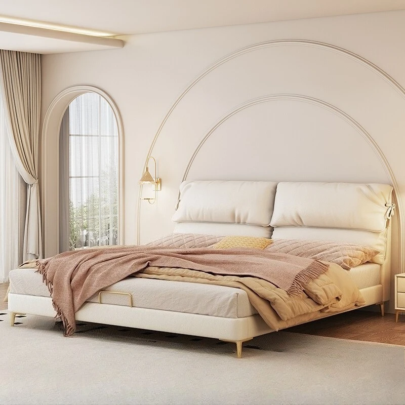

modern cosy Double bed king size frame 220x200cm with headboard bedroom beds luxury home base para cama matrimonial furniture