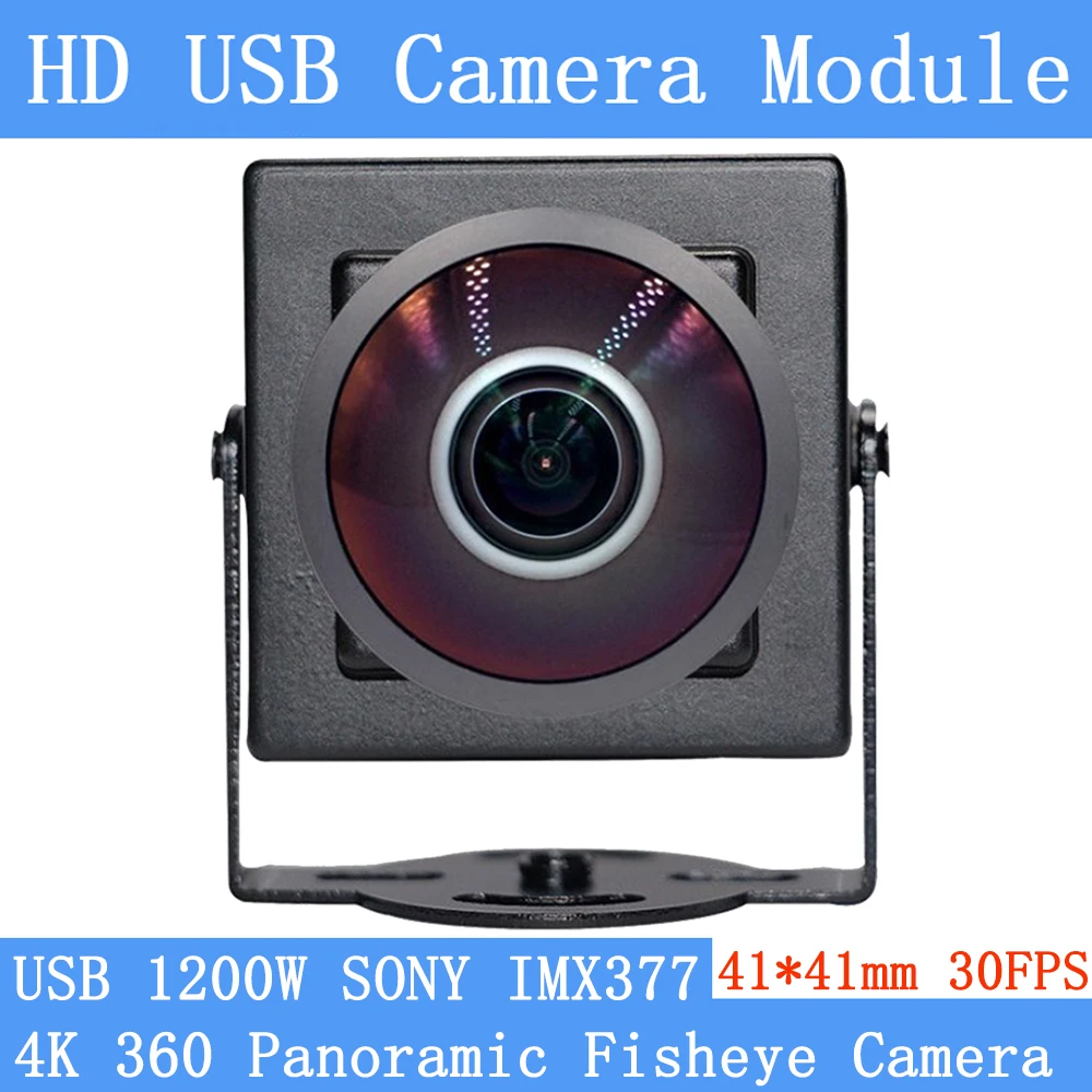 

1300W 360° Panoramic Fisheye Webcam CCTV High Resolution 4K 3840x2880 Sony IMX377 UVC Driver 30fps Mini USB Camera