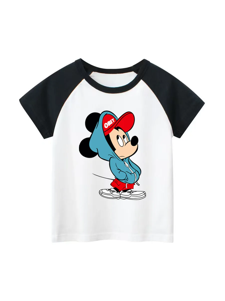 

Disney World Mickey and Friends Print Boys T-Shirt Cotton Short Sleeve Casual Top Girls Clothes Ropa De Niña Tees