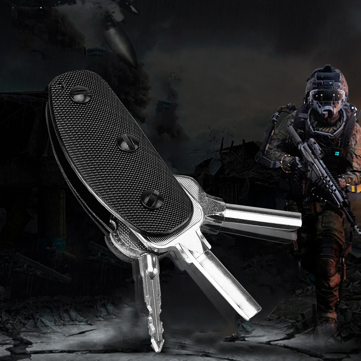 

Aluminum Alloy Key Clip Holder 74*33*14Mm Black Lightweight Non-Slip Surface Pocket Tool For Outdoor Use Fits 6 Keys Or Less