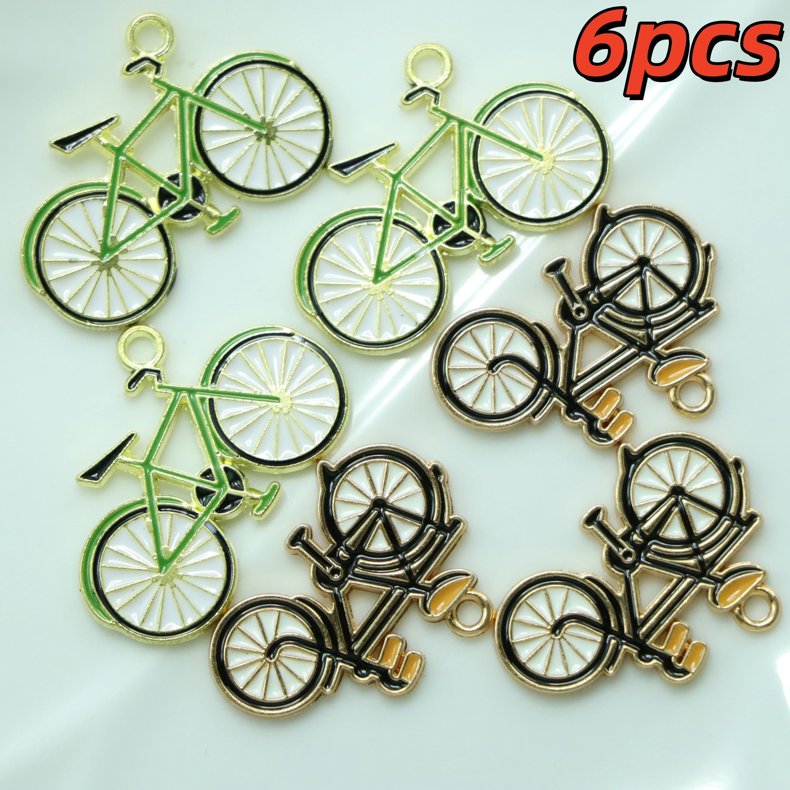 

6 подвесок в европейском и американском стиле в виде велосипедов, выполненных в стиле ретро, из цинкового сплава, для самостоятельного изготовления украшений - подходят для сережек, браслетов.