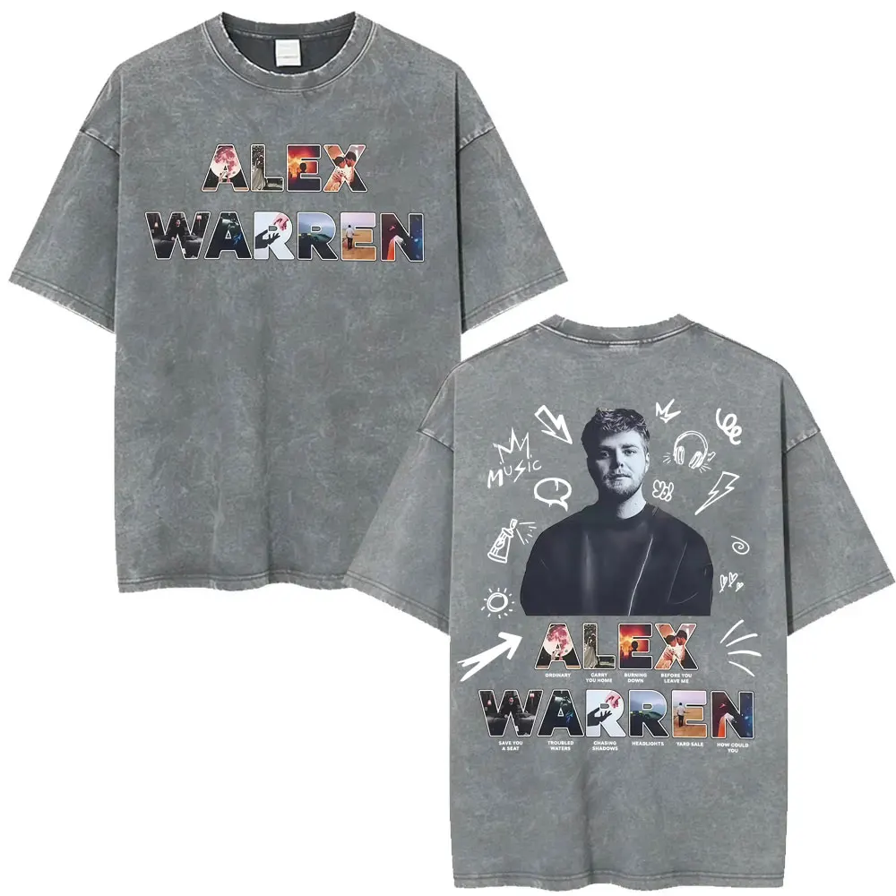 Alex Warren Little Orphan Alex Live 2026 Tour Vintage Washed T-shirts Men Women Harajuku Hip Hop Short Sleeve T Shirt Streetwear