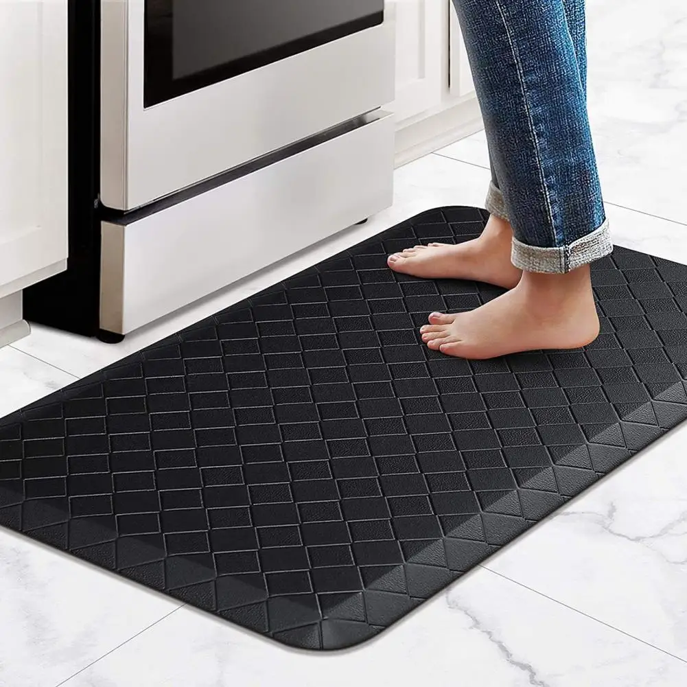 Waterproof Kitchen Floor Mat Easy to Clean Kitchen Rug Anti-fatigue Kitchen Mat with Waterproof Faux Leather Non-slip for Easy