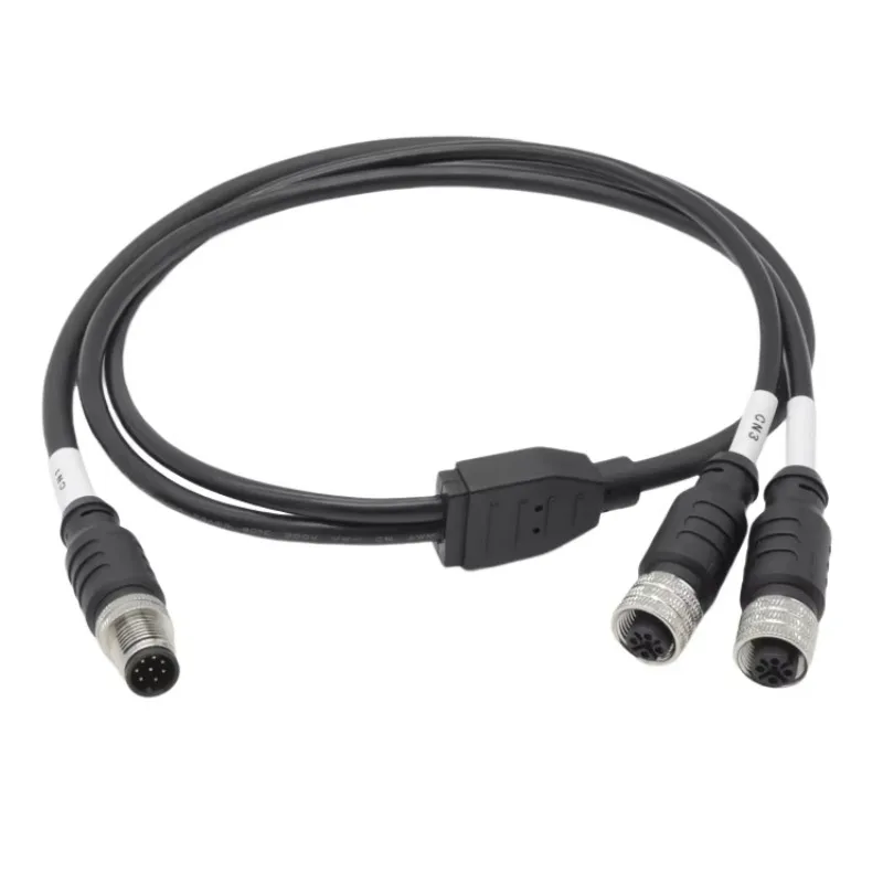 Industrial M12 8 Pin Female Splitter Adapter DIN Round Connector IP67 Brass Housing for Audio Video