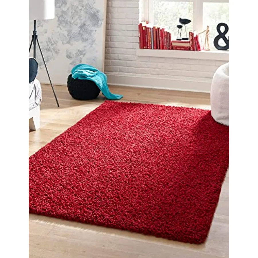 

Cozy Solid Shag Collection Rug 8' x 10' Cherry Red Shag Rug Perfect for Living Rooms Large Dining Rooms and Open Floorplans Sof