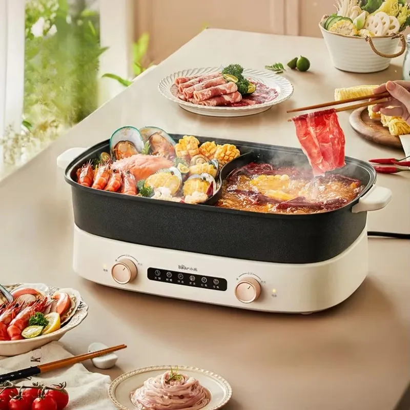 mandarin duck electric hot pot household multifunctional split electric heating noodle cooking pot anti-dry burning