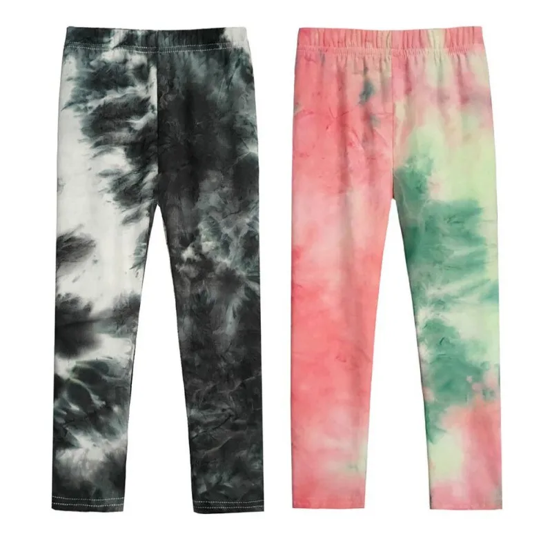 Fashionable Girl Irregular Tie Dye Printing Pant Spring Summer Kid Colorful Elastic Legging Girl Slim Trousers Children Clothing