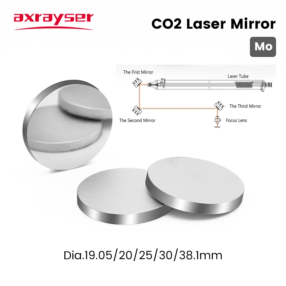 Axrayser 3Pcs Mo Mirror Diameter 15 19.05 20 25 30 38.1mm 400W for CO2 Laser Cutting Engraving Machine