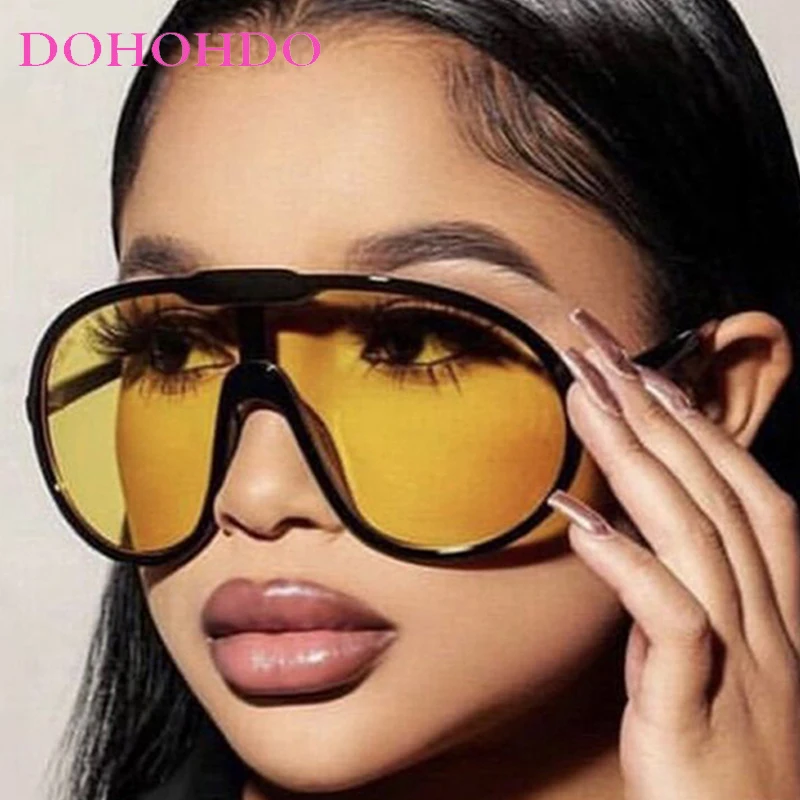 

DOHOHDO New Oversized One-Piece Sunglasses Women Sports Y2K Punk Sun Glasses For Lady 2025 Luxury Brand Steampunk Eyewear Goggle