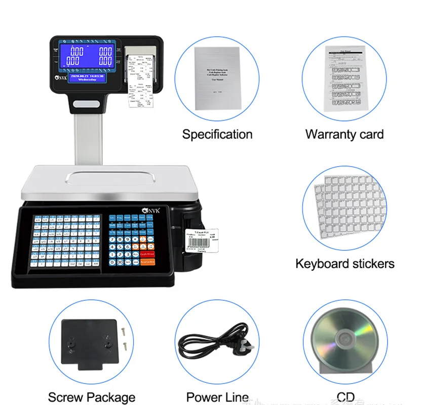 Imagem -03 - Barcode Label Printing Scale com Wi-fi o Mais Recente Duplo Suporte Recibo Escala para Supermercado 30kg