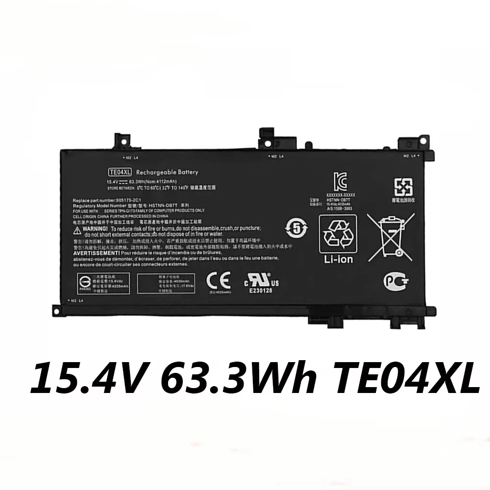 TE04XL 15.4V 63.3Wh Laptop Battery For HP Omen 15-AX200 15-AX200NA 15-AX235NF Pavilion 15-BC000 15-BC200 BC200NB Series