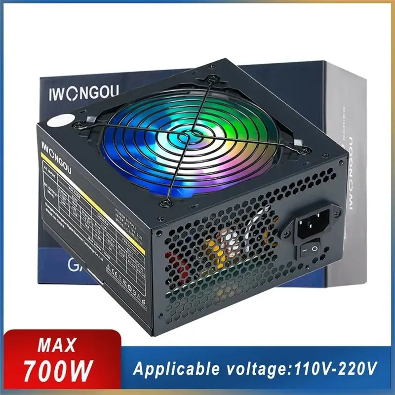 New! Power Supply for PC 600w 700w PC Gamer Source IWONGOU Active PFC DC-ATX 500w Fonte RGB Fan 110V 220V DIY Gaming Computer