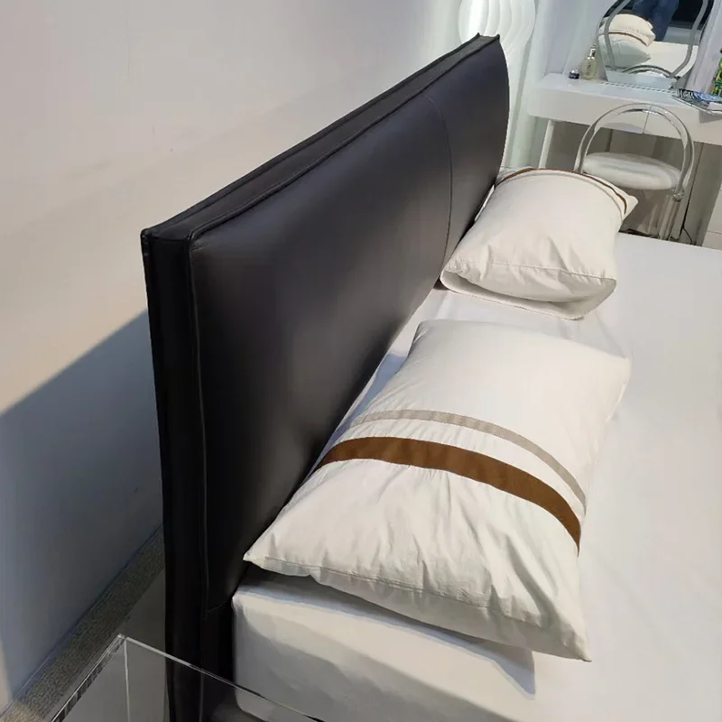Italian minimalist small bedroom premium pita bed ultra-thin bedside simple atmosphere leather double bed