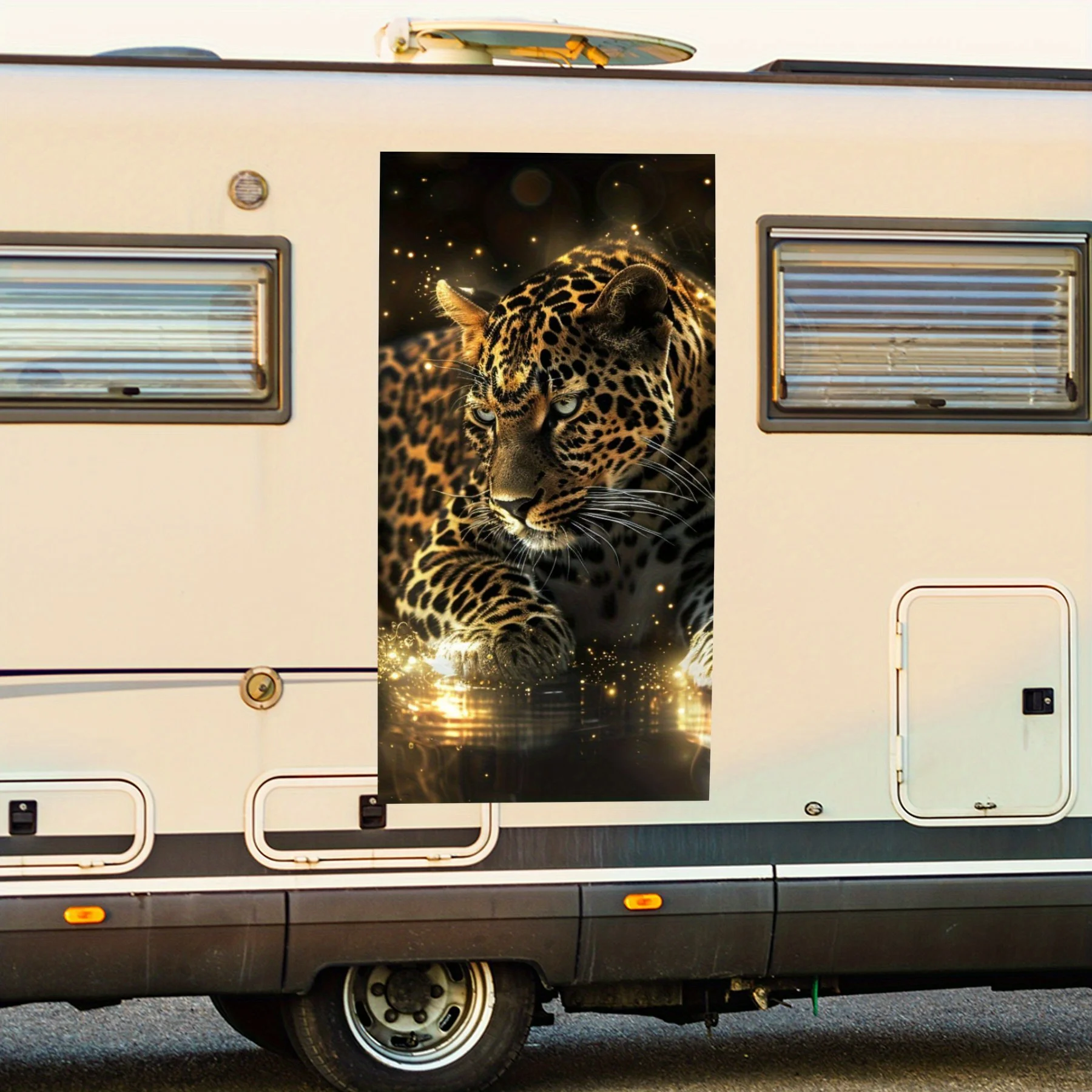 

Прохладный леопард с подсветкой, наклейка ArtCar, виниловая наклейка на сторону моторики дома, водонепроницаемая самоклеящаяся виниловая наклейка на